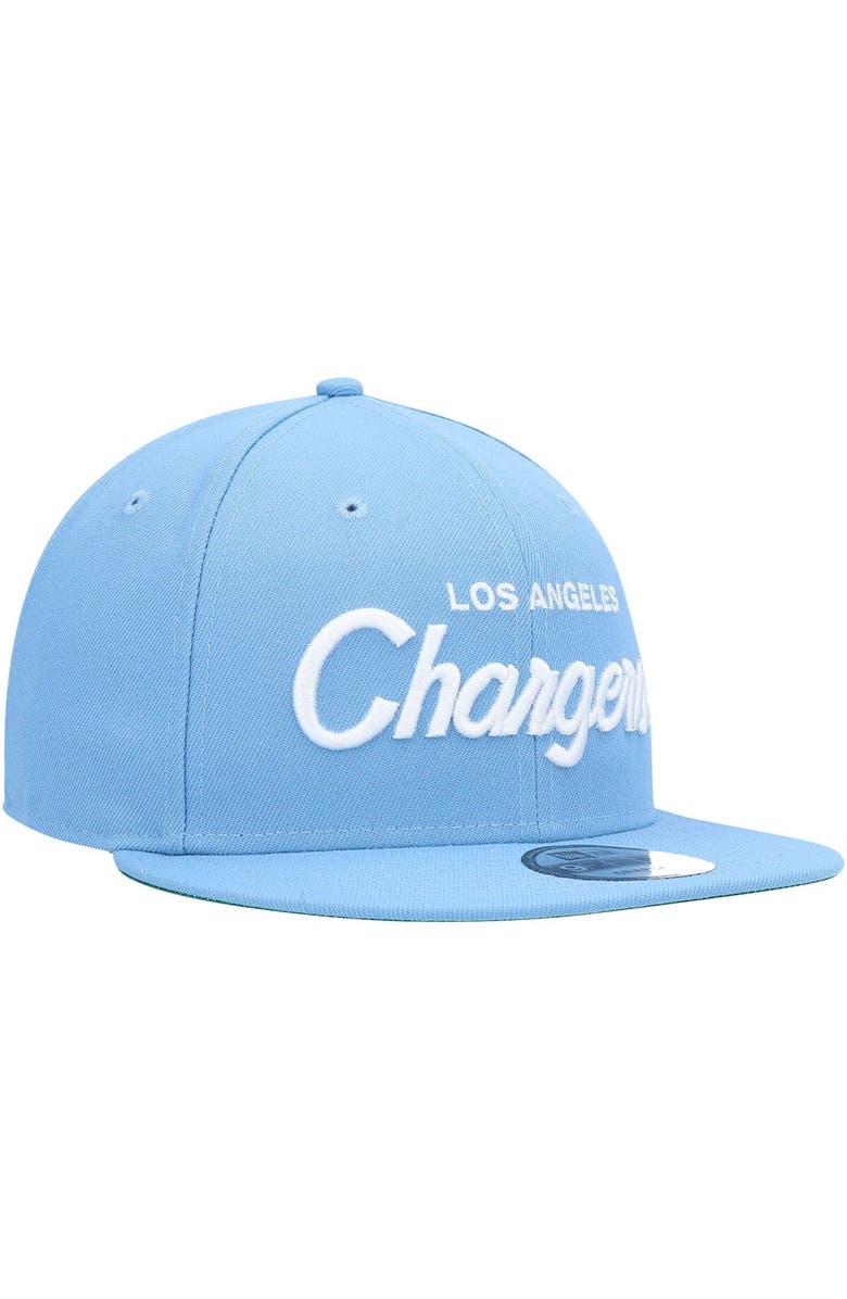 New Era Men's New Era Powder Blue Los Angeles Chargers Script Original Fit 9FIFTY Snapback Hat, Alternate, color, 