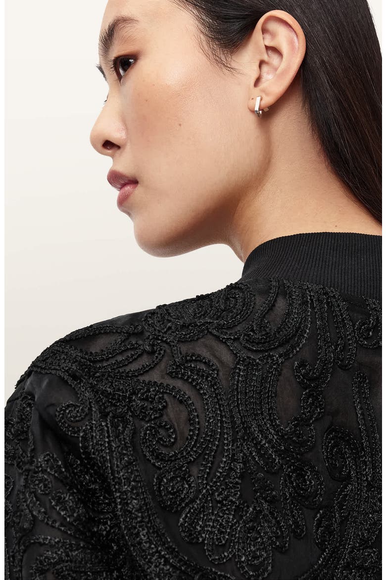 Jade Embroidered Bomber Jacket, Alternate, color, BLACK