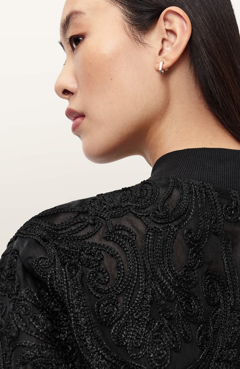 AllSaints Jade Embroidered Bomber Jacket, Alternate, color, Black