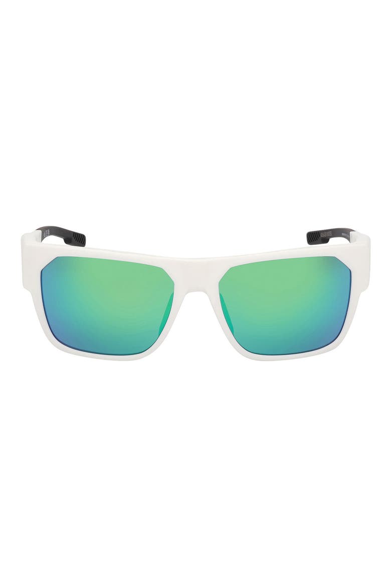 57mm Navigator Sunglasses, Main, color, WHITE / GREEN MIRROR