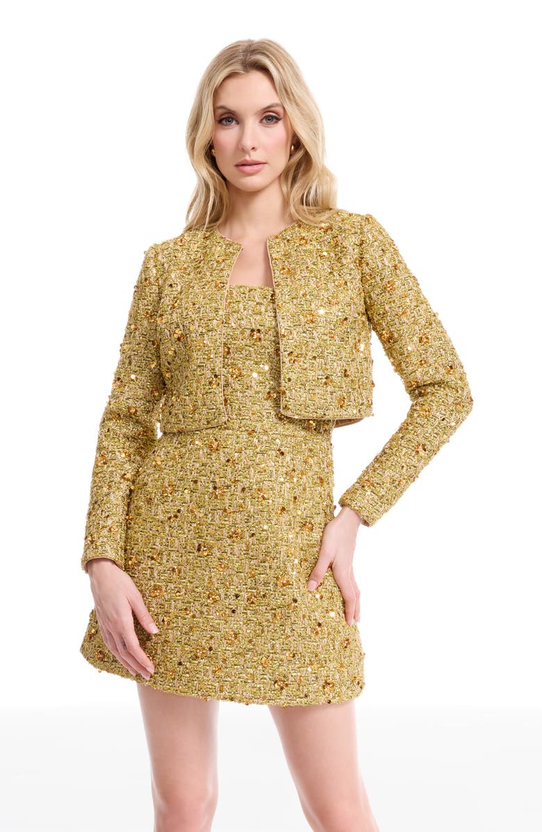 Dress the Population Andra Sequin Embellished Jacket, Alternate, color, Gold Multi
