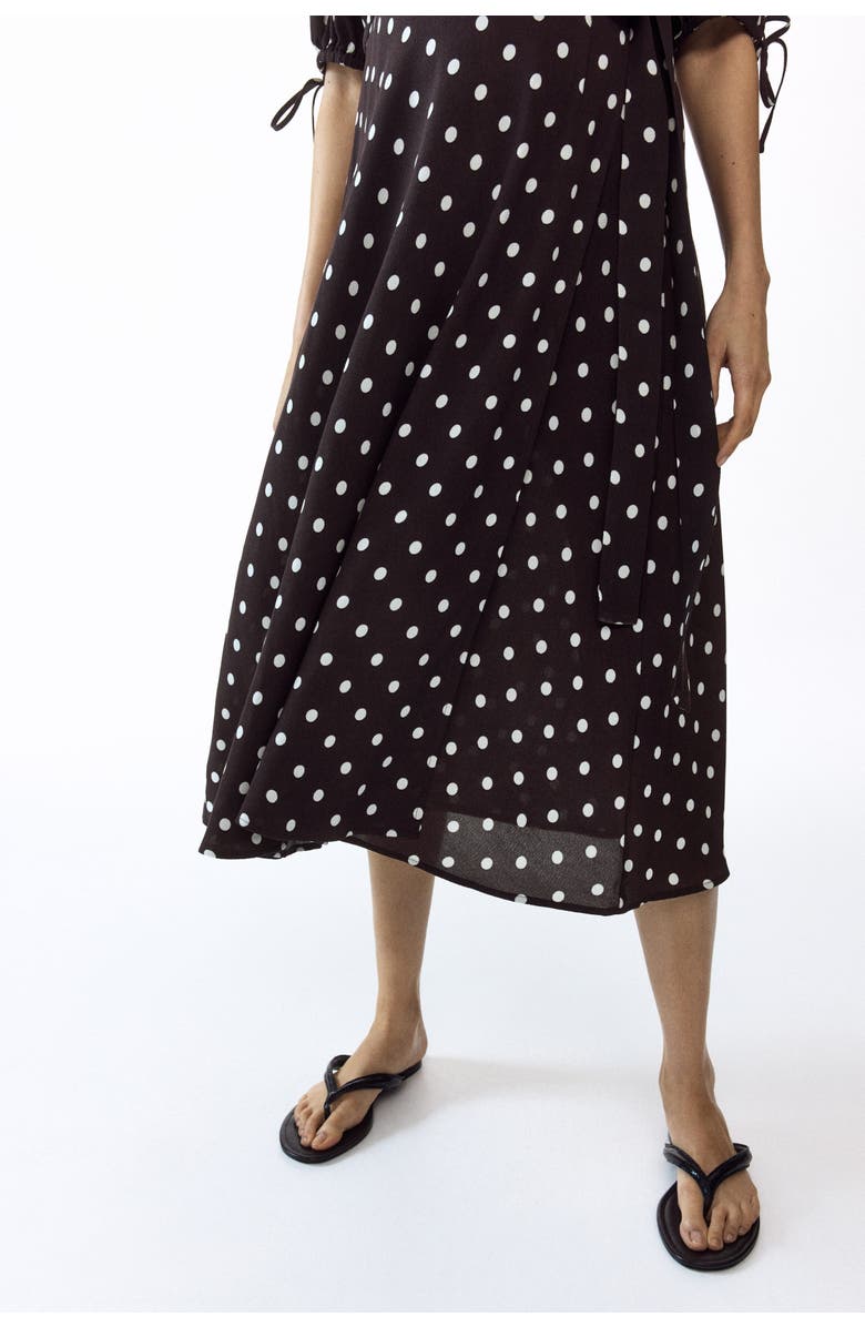 H&M Mama Puff-sleeved Wrap Dress, Alternate, color, Dark Brown/Polka Dot