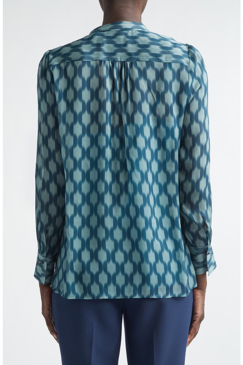 Geometric Print Silk Georgette Top, Alternate, color, TOURMALINE ICE BLUE MULTI