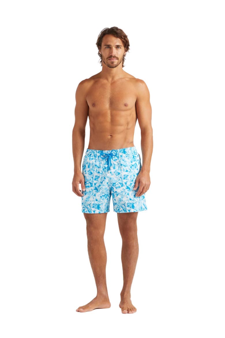 Men's Iced Turtles Light Fabric Swim Shorts, Main, color, BLANC