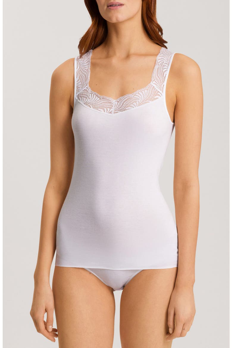 Cotton Delight Lace Trim Tank Top, Main, color, WHITE
