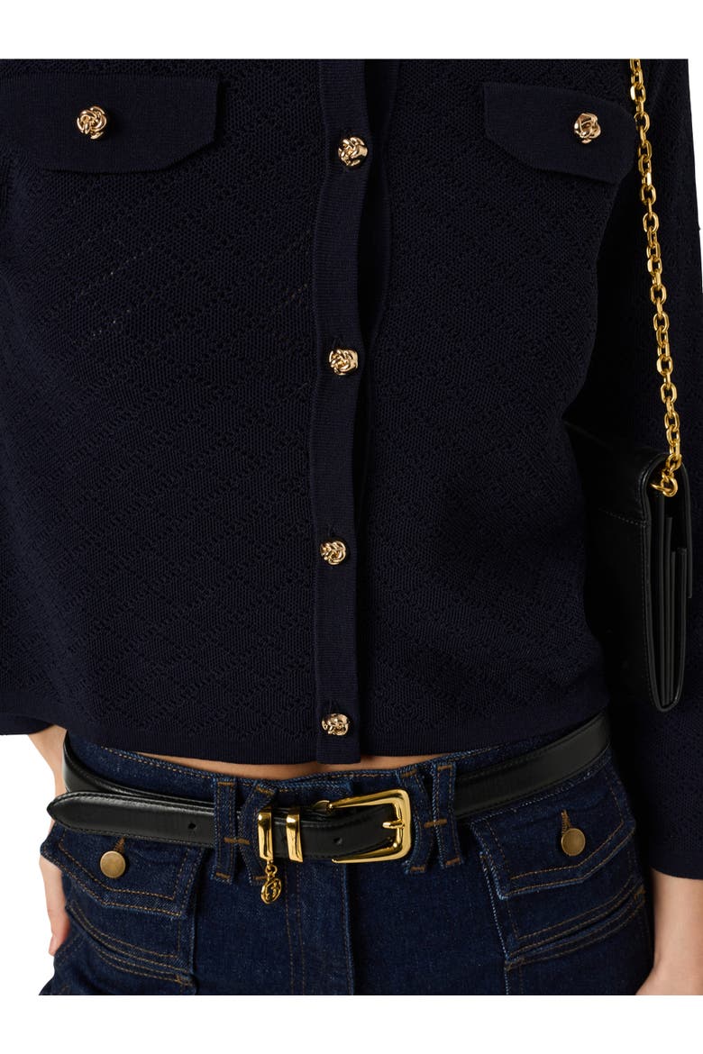 Lubna Button Front Long Sleeve Cardigan, Alternate, color, Navy Blue
