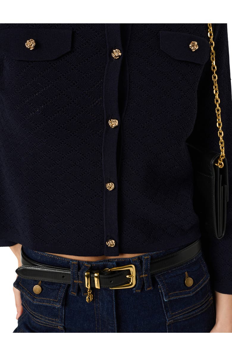 GERARD DAREL Lubna Button Front Long Sleeve Cardigan, Alternate, color, Navy Blue