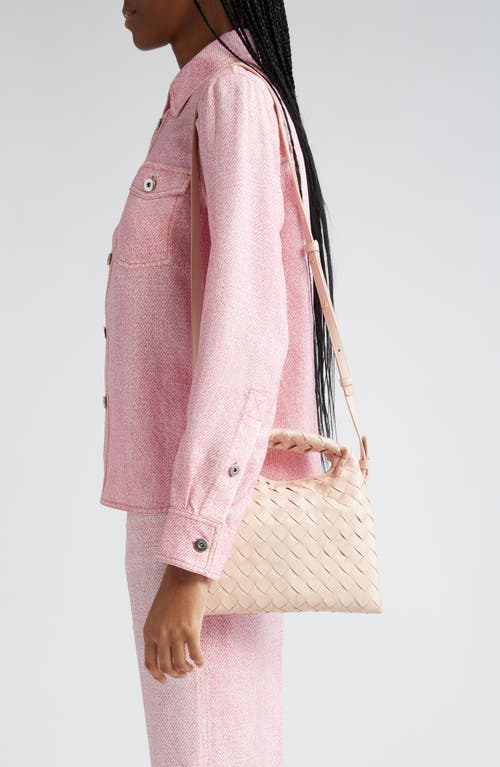 Bottega Veneta Mini Hop Intrecciato Leather Hobo Bag In Pink