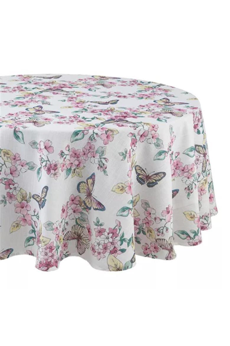 Butterfly Meadow Floral Tablecloth, Main, color, Multicolor