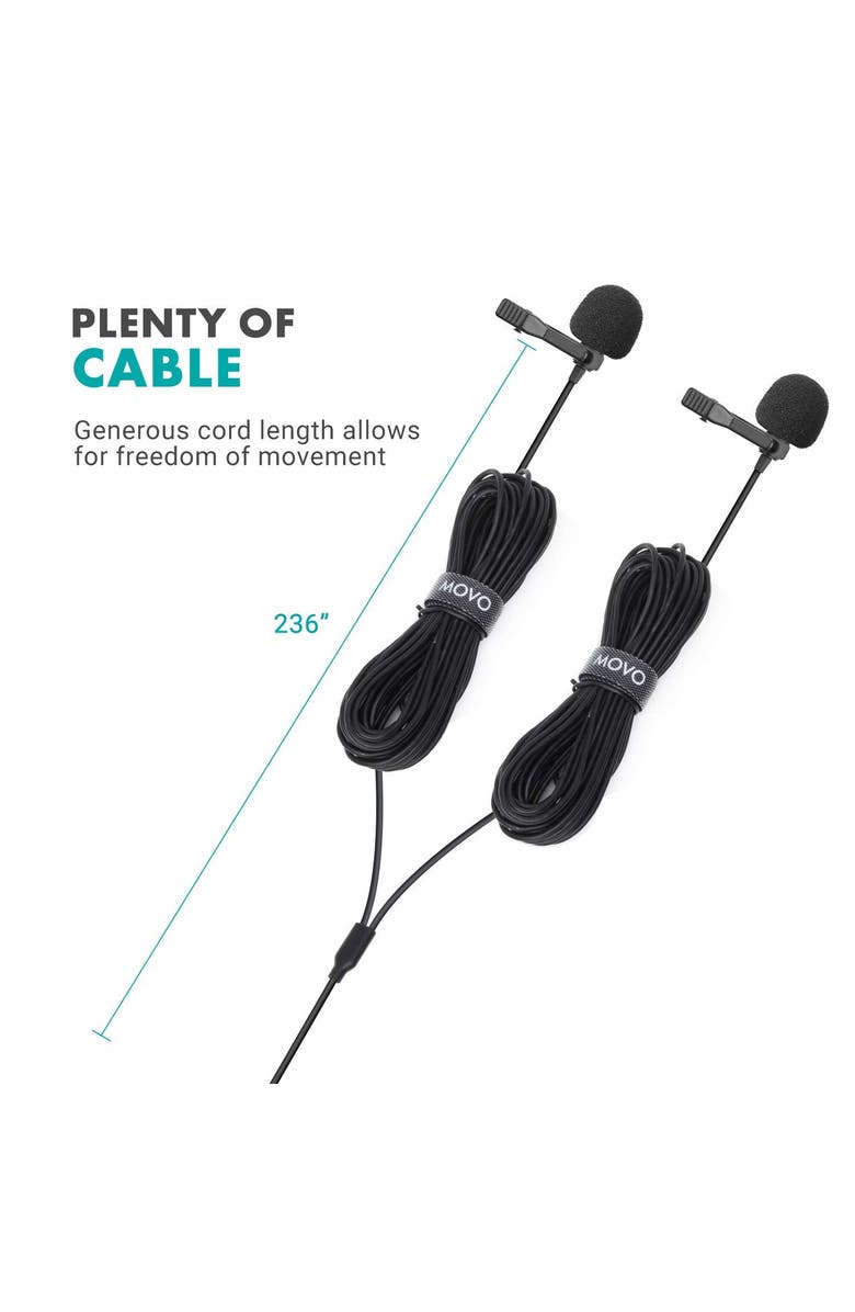 MOVO uLav-L-Duo Digital Dual iPhone 15/16 Lavalier Omnidirectional Clip on Microphone, Alternate, color, Black