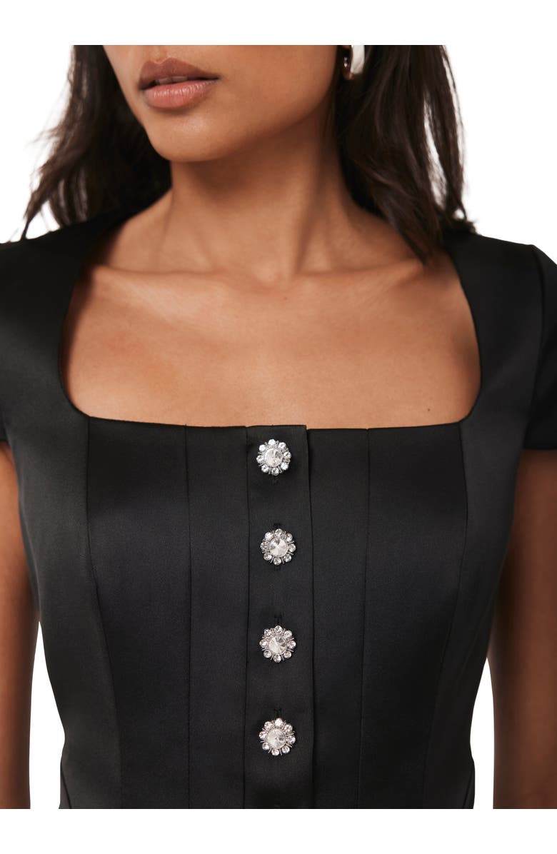 MINT VELVET Satin Midi Dress, Alternate, color, Black