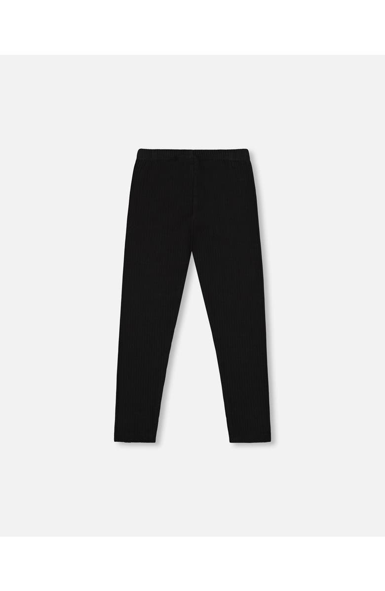 Deux par Deux Girl's Ribbed Leggings Black, Alternate, color, 