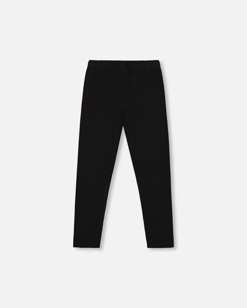 Deux Par Deux Girls' Ribbed Leggings - Big Kid In Black