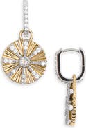 NORDSTROM RACK Cubic Zirconia Fluted Drop Hoop Earrings