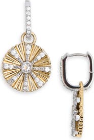 NORDSTROM RACK Cubic Zirconia Fluted Drop Hoop Earrings