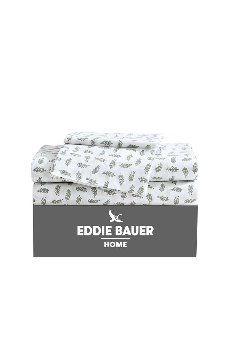 Laurel Leaves 200 Thread Count Cotton Percale Twin Sheet Set, Alternate, color, GREEN