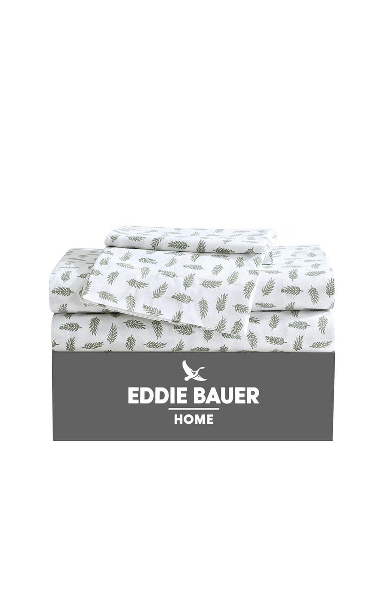 Eddie Bauer Laurel Leaves 200 Thread Count Cotton Percale Twin Sheet Set, Alternate, color, Green