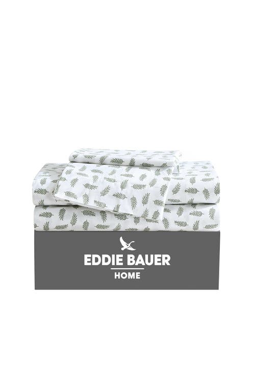 Eddie Bauer Laurel Leaves 200 Thread Count Cotton Percale Twin Sheet Set In Green