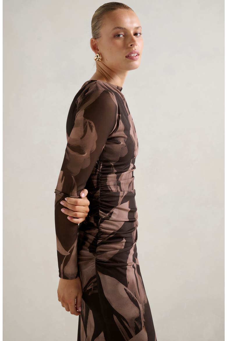 Alannah Floral Long Sleeve Mesh Midi Dress, Alternate, color, BARKLEY FLORAL