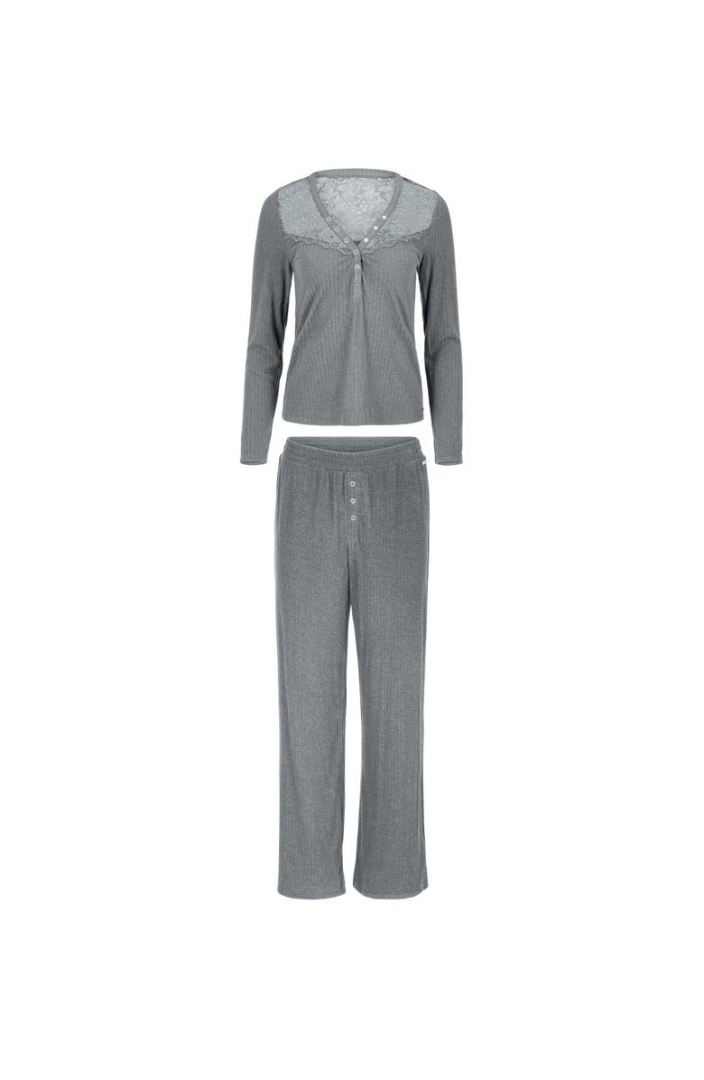 Adore Me Zahra Pajama Lounge Set, Alternate, color, Dark Grey