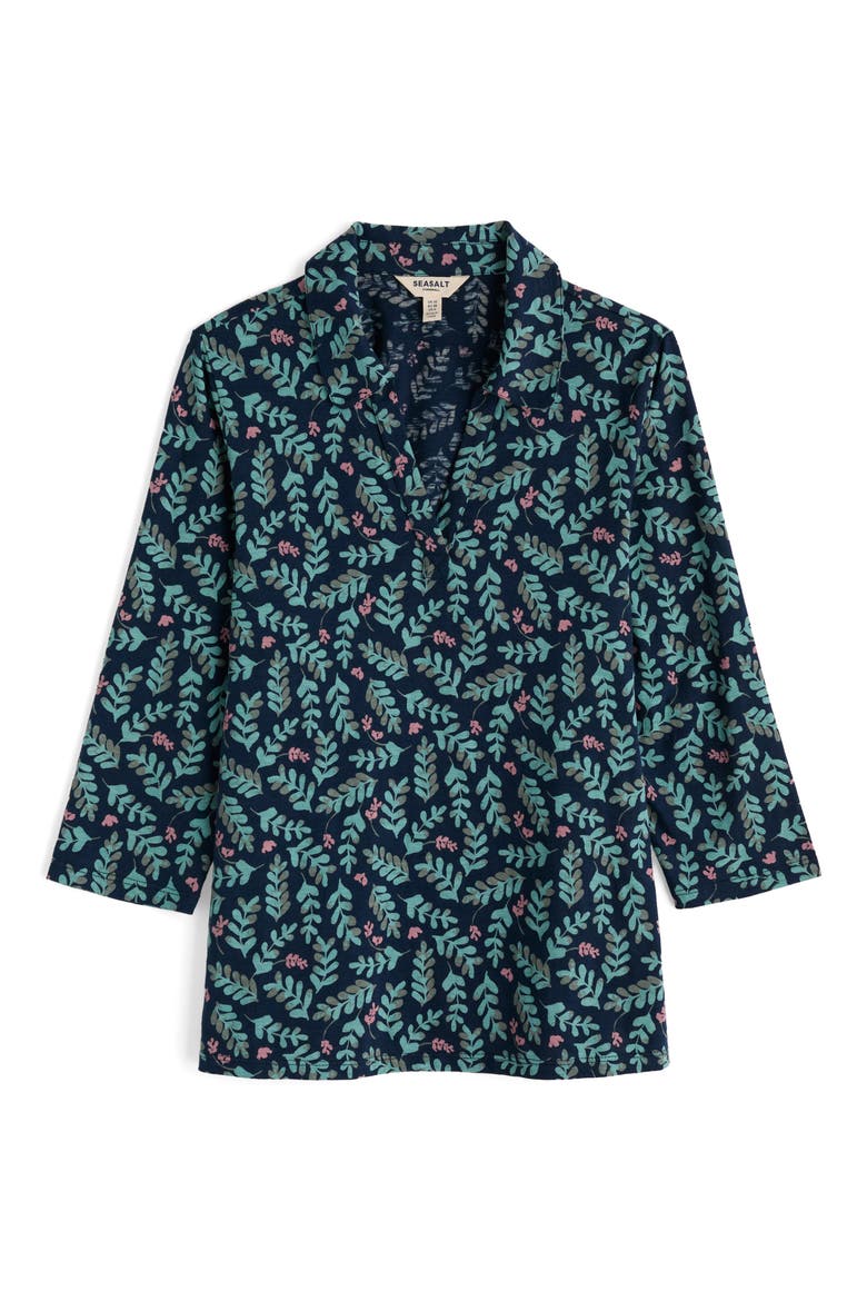 Wavecrest Organic Cotton Jersey Top, Alternate, color, INDIGO LEAF MARITIME