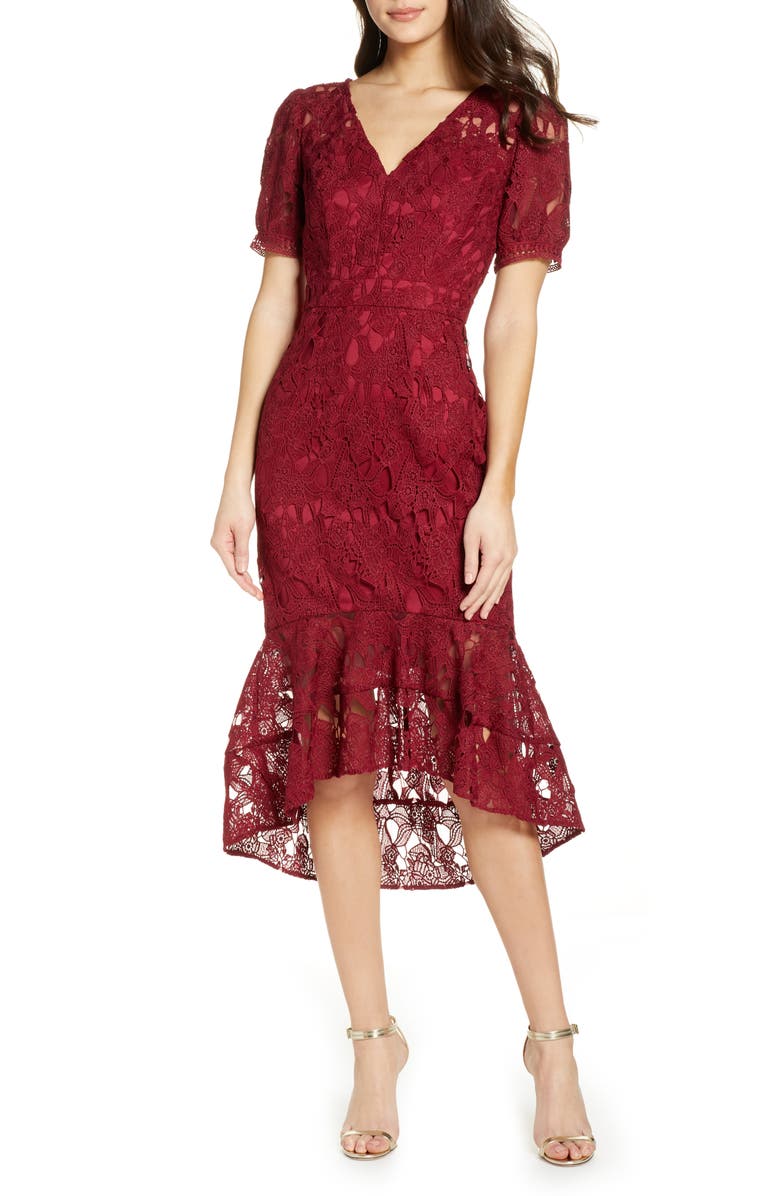 Chi Chi London Kylo Lace Mermaid Dress, Main, color, 