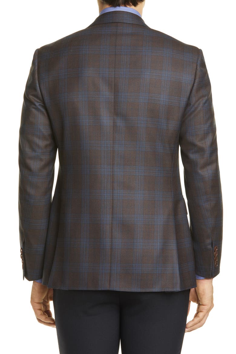 Sienna Soft Classic Fit Plaid Silk & Wool Sport Coat, Alternate, color, BROWN