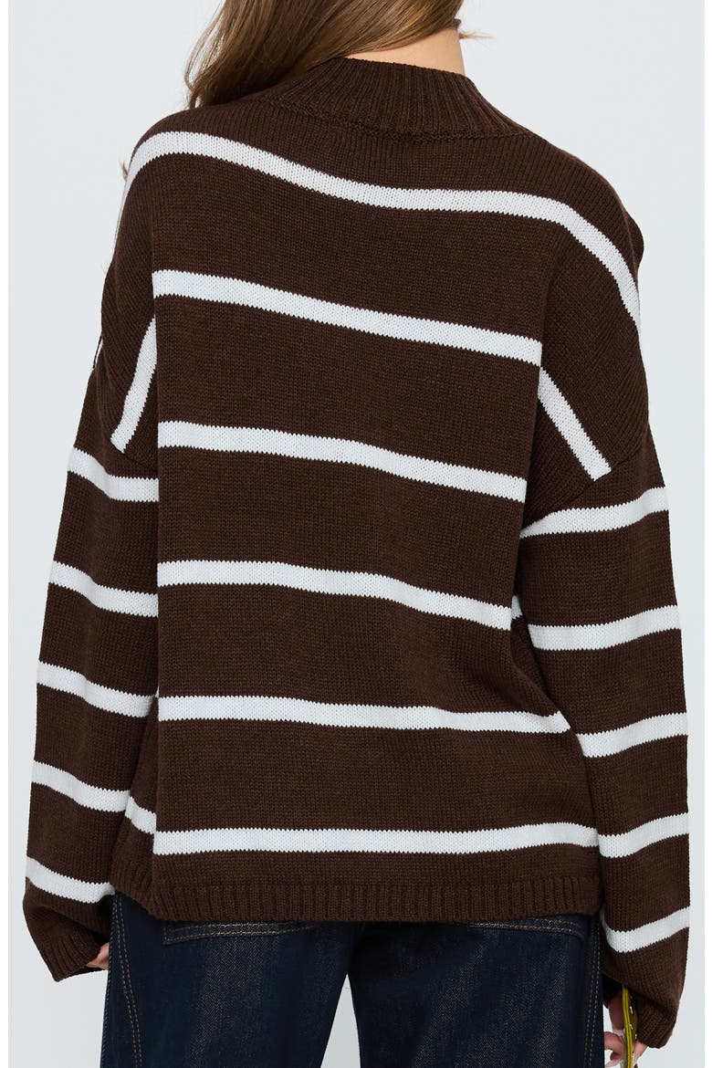 Alara Stripe Mock Neck Sweater, Alternate, color, BROWN STRIPE