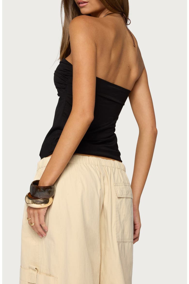Itzel Ring Draped Halter Top, Alternate, color, BLACK