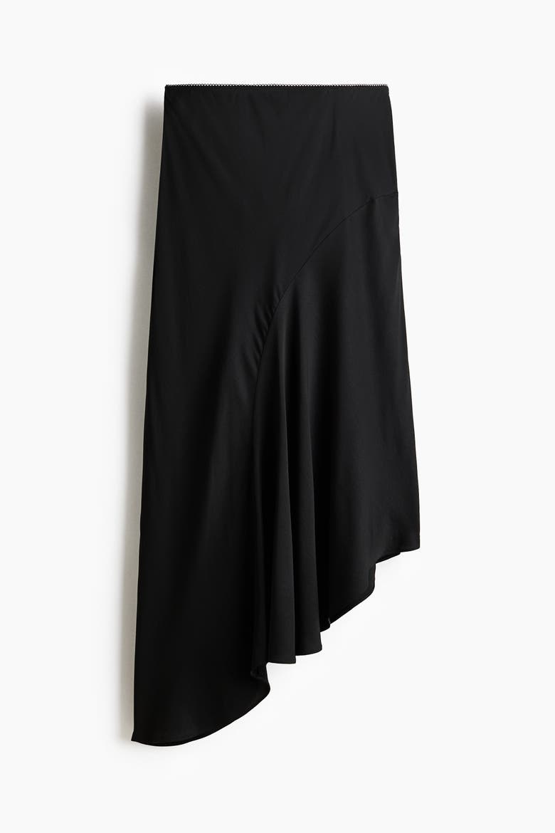 Asymmetric Satin Skirt, Main, color, Black