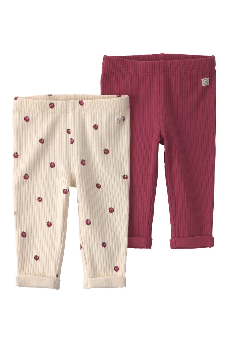 Set of 2 Assorted Stretch Organic Cotton Leggings, Main, color, MAROON APPLE