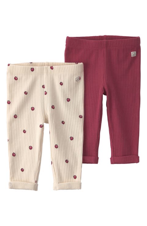 Set of 2 Assorted Stretch Organic Cotton Leggings