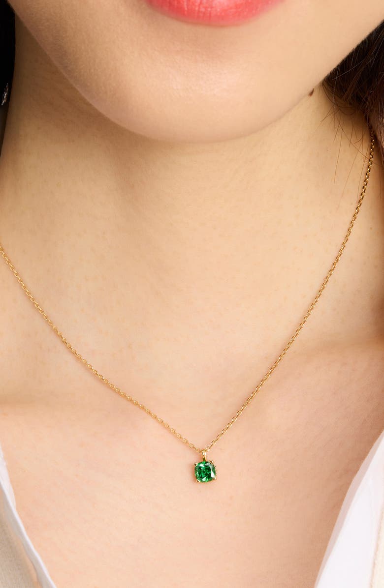 Kate Spade New York little luxuries cubic zirconia pendant necklace, Alternate, color, Green