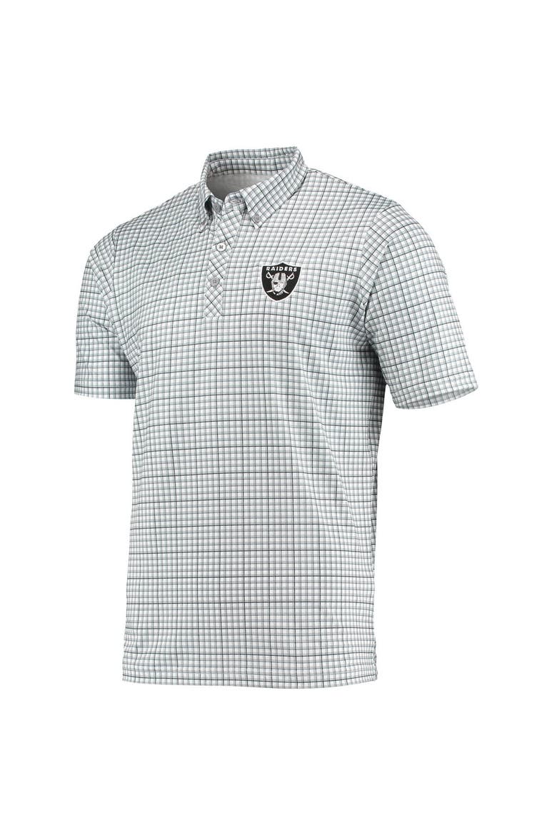 Men's Antigua Gray/Black Las Vegas Raiders Deliver Button-Down Polo, Alternate, color, White