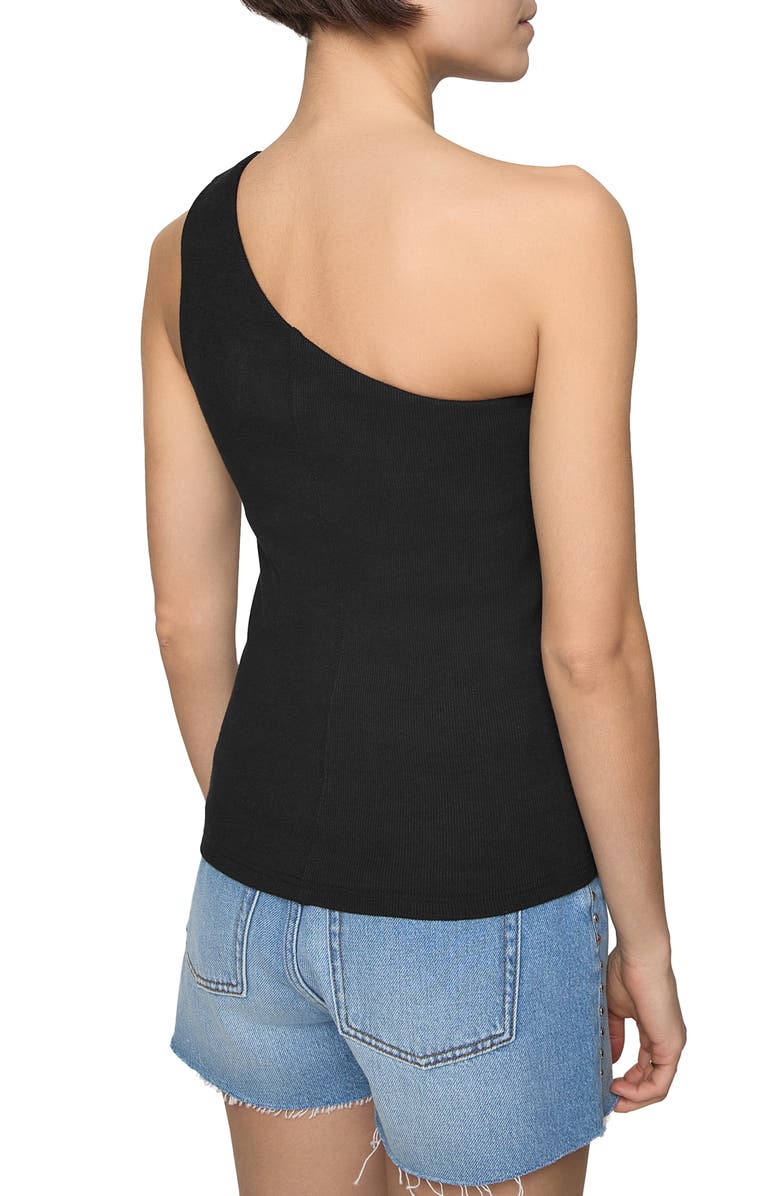 Rebecca Minkoff Mogan One Shoulder Tank, Alternate, color, True Black