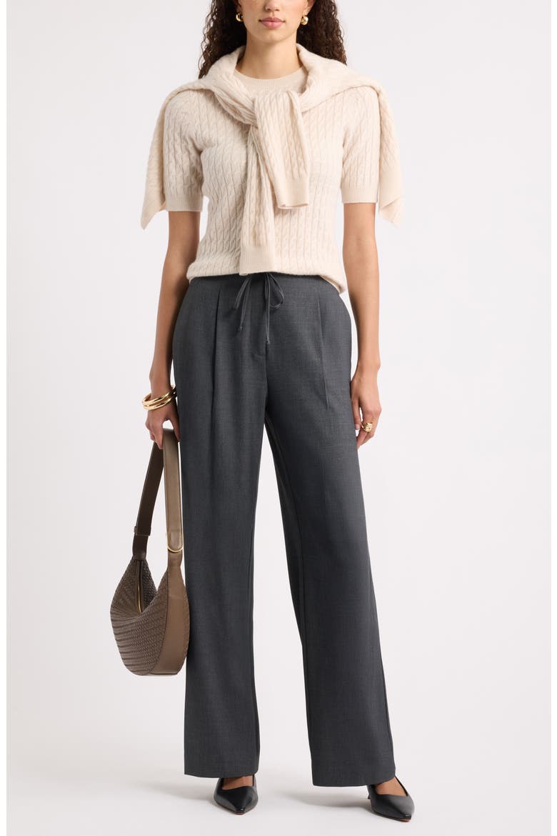 Cashmere Mini Cable Sweater Tee, Alternate, color, BEIGE BEACH