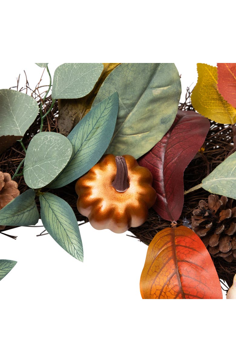 Northlight Pumpkin Pinecone and Gourd Artificial Fall Harvest Wreath - 24", Alternate, color,