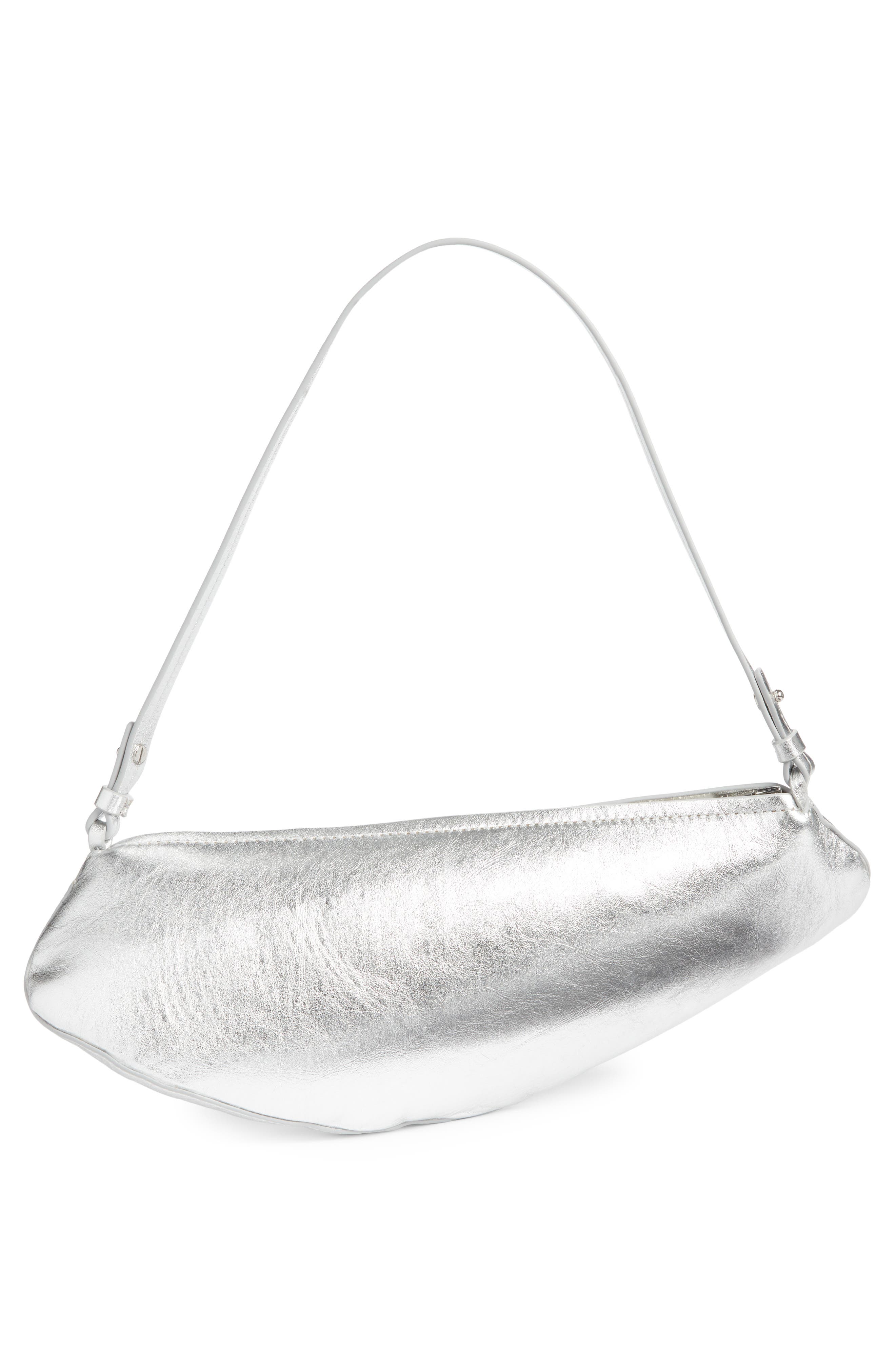 Leather Clutch, Alternate, color, SILVER