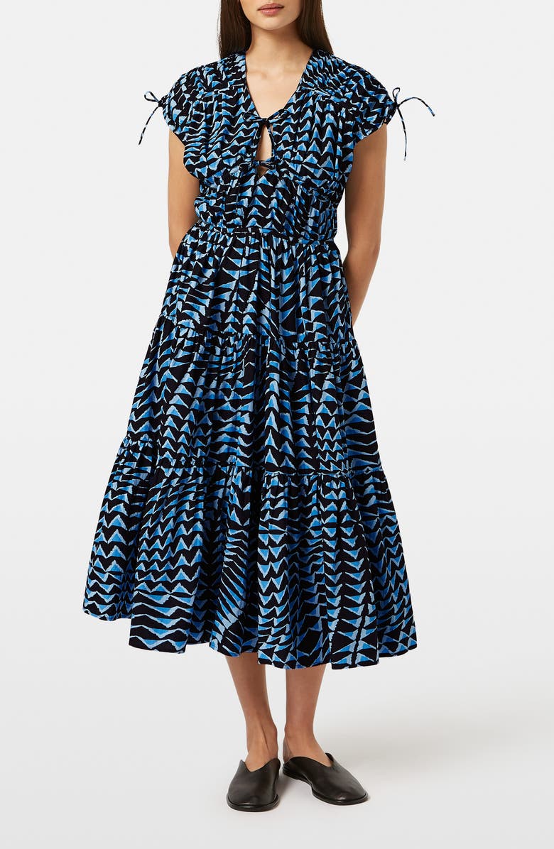 Scotch & Soda Abstract Print Cotton Poplin Midi, Main, color, House Of Mirrors Blue