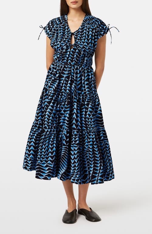 Scotch & Soda Abstract Print Cotton Poplin Midi In House Of Mirrors Blue
