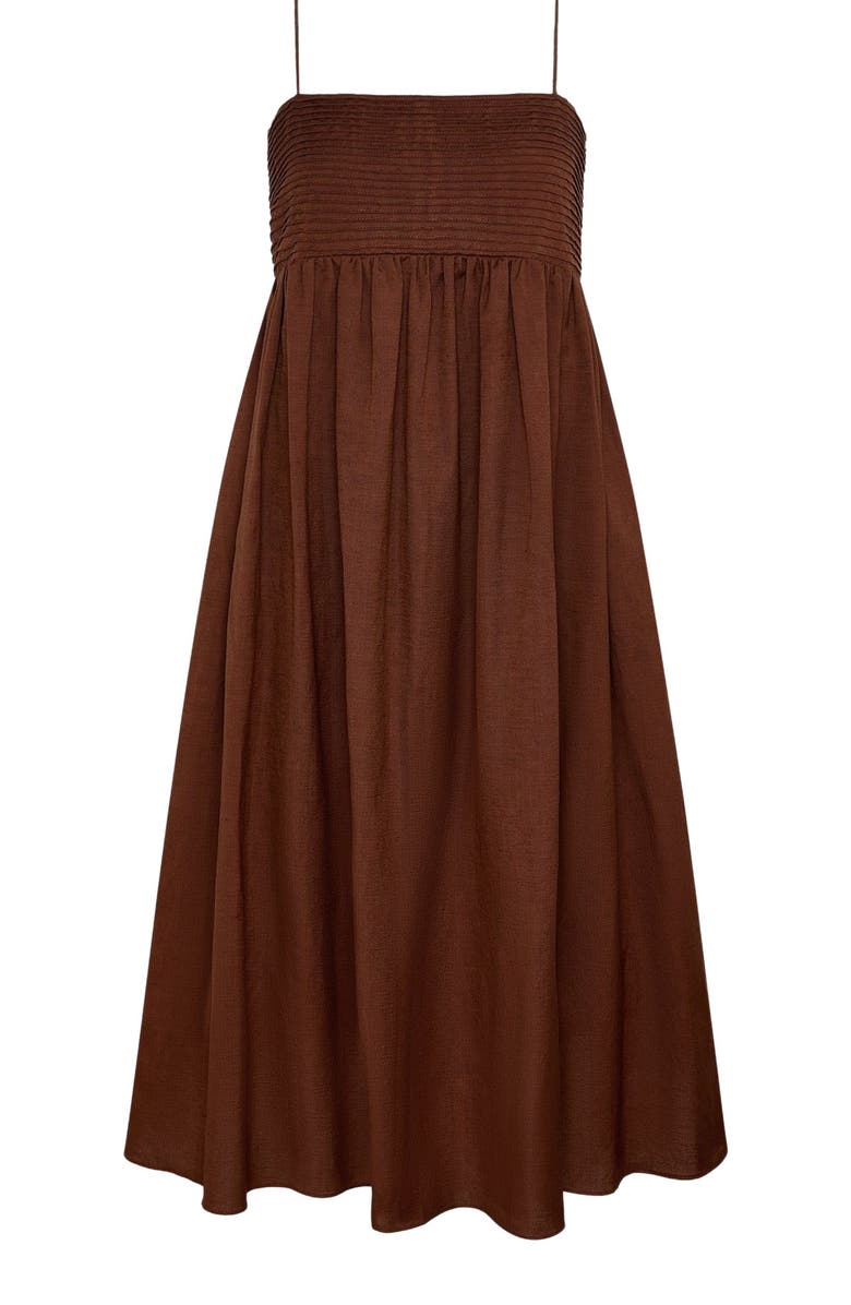 Onia A-Line Pintuck Midi Dress, Alternate, color, Brown