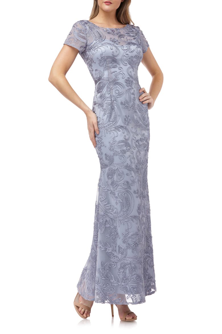 Soutache Trumpet Gown, Main, color, SLATE