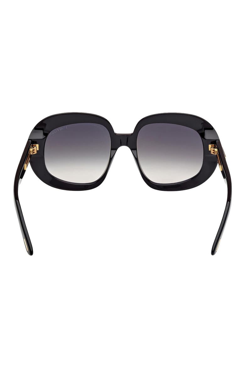 Icon 53mm Gradient Round Sunglasses, Alternate, color, SHINY BLACK / GRAD SMOKE