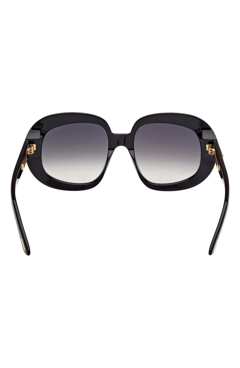 TOM FORD Icon 53mm Gradient Round Sunglasses, Alternate, color, Shiny Black / Grad Smoke