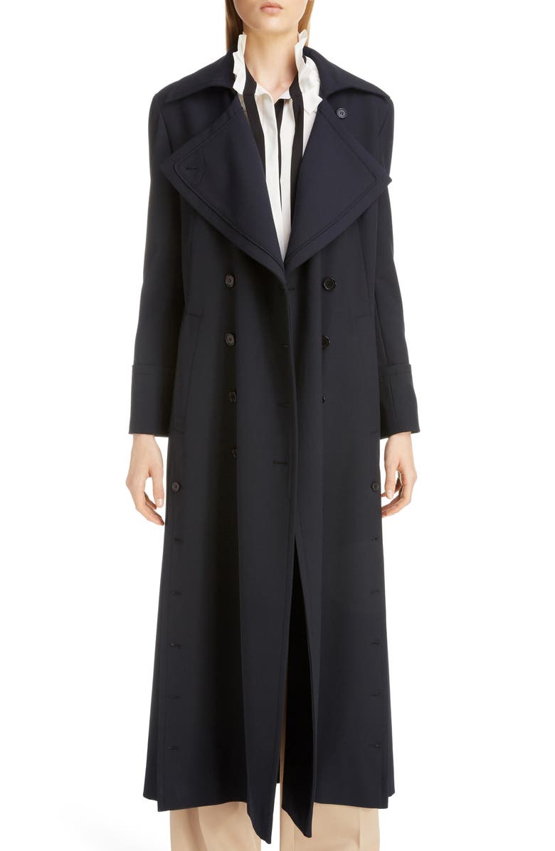Chloé Button Detail Long Trench Coat, Main, color,