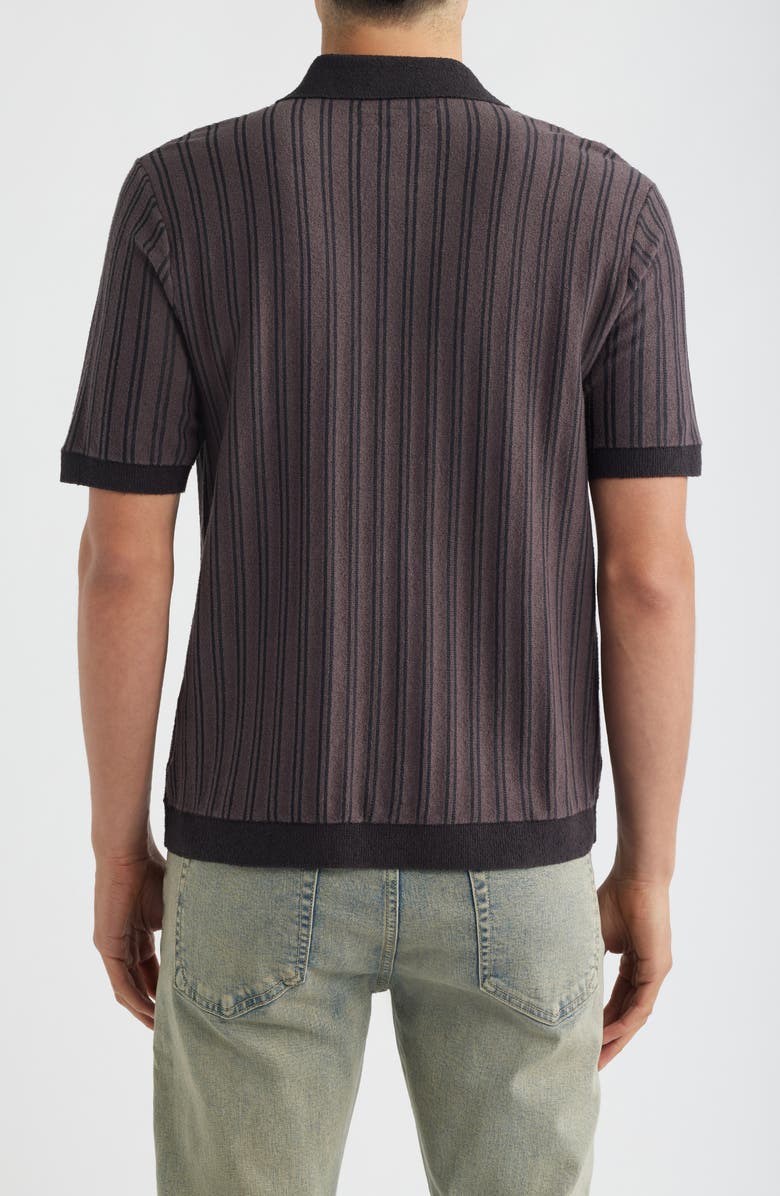 rag & bone Zuma Stripe Terry Cloth Polo, Alternate, color, Coal Grey