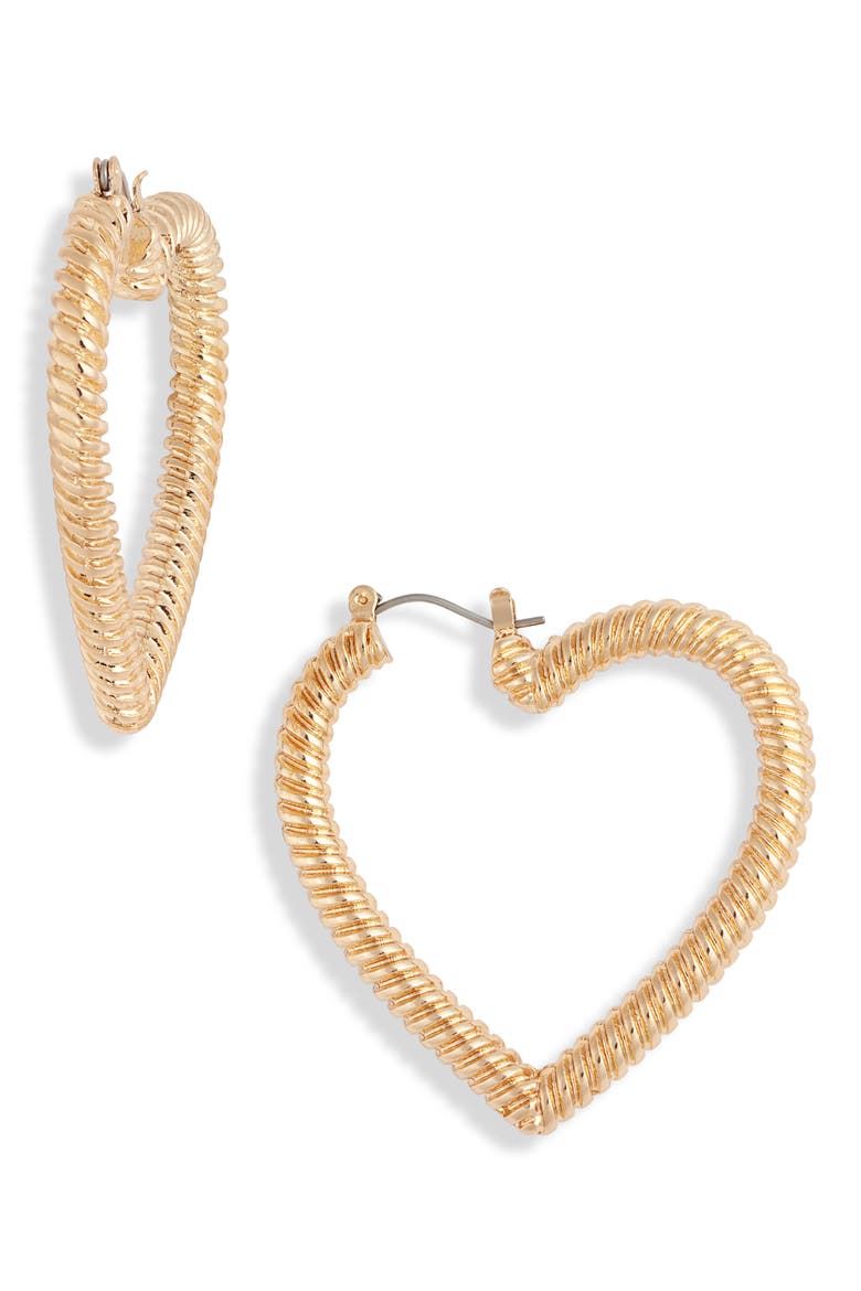 Heart Hoop Earrings, Main, color, GOLD