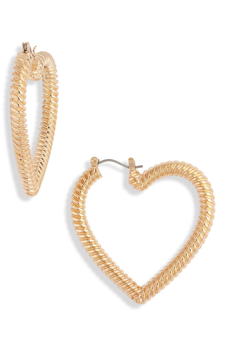 Stella + Ruby Heart Hoop Earrings, Main, color, 