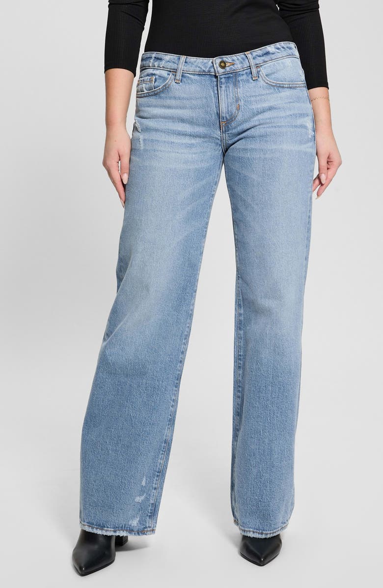 GUESS Low Rise Distressed Slouchy Straight Leg Jeans, Main, color, 