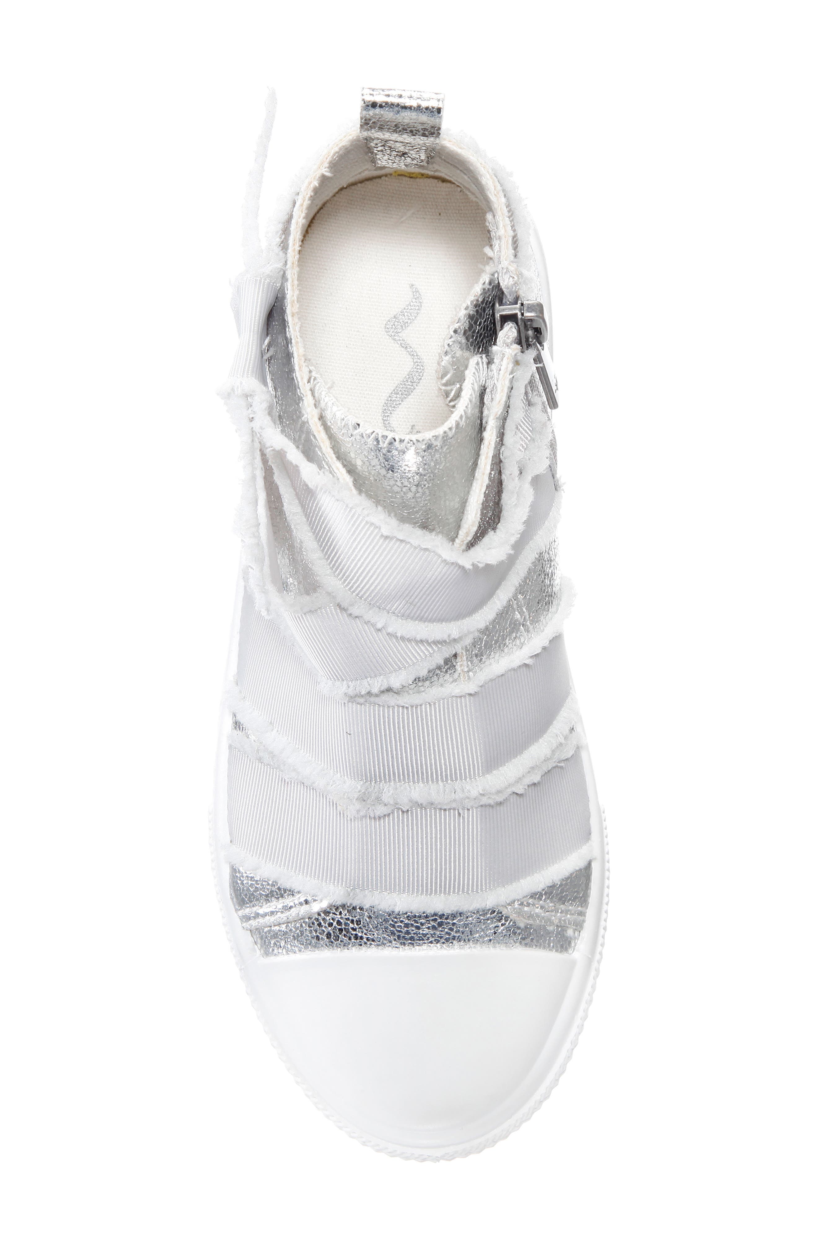 Ellen Metallic High Top Sneaker, Alternate, color, SILVER CRACKLED METALLIC